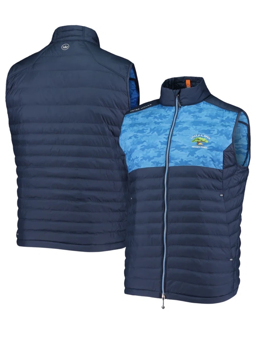 Peter Millar 2021 U.S. Open Light Blue Navy Hyperlight Quilted Full-Zip Vest L